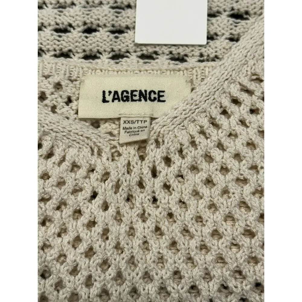L'Agence NWT Sammy Ecru Crochet Knit Tank & Shrug Cardigan Set XXS $330